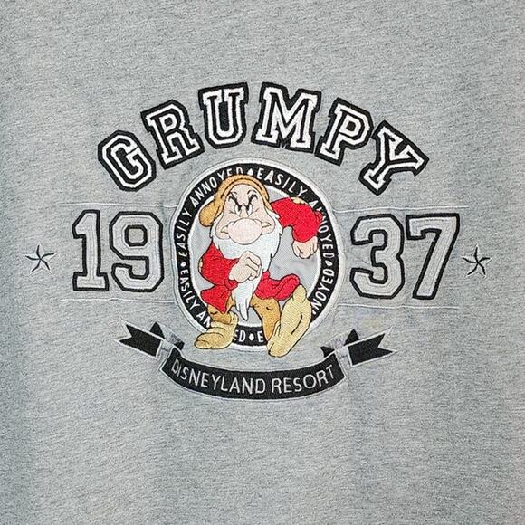 Disneyland Tee XXL Grumpy Embroidered T-Shirt Gray Seven Dwarves Snow White 2XL - Picture 2 of 9